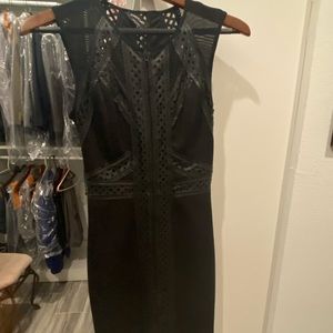 Black zip up fitted Bebe dress